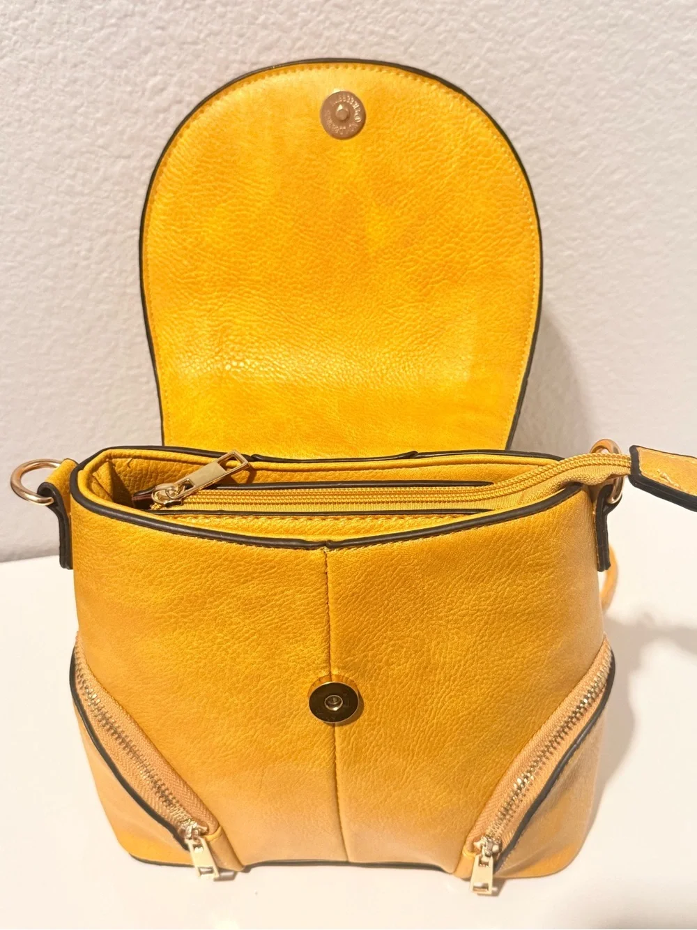Yellow Leather Crossbody Backpack - Stylish Everyday Bag